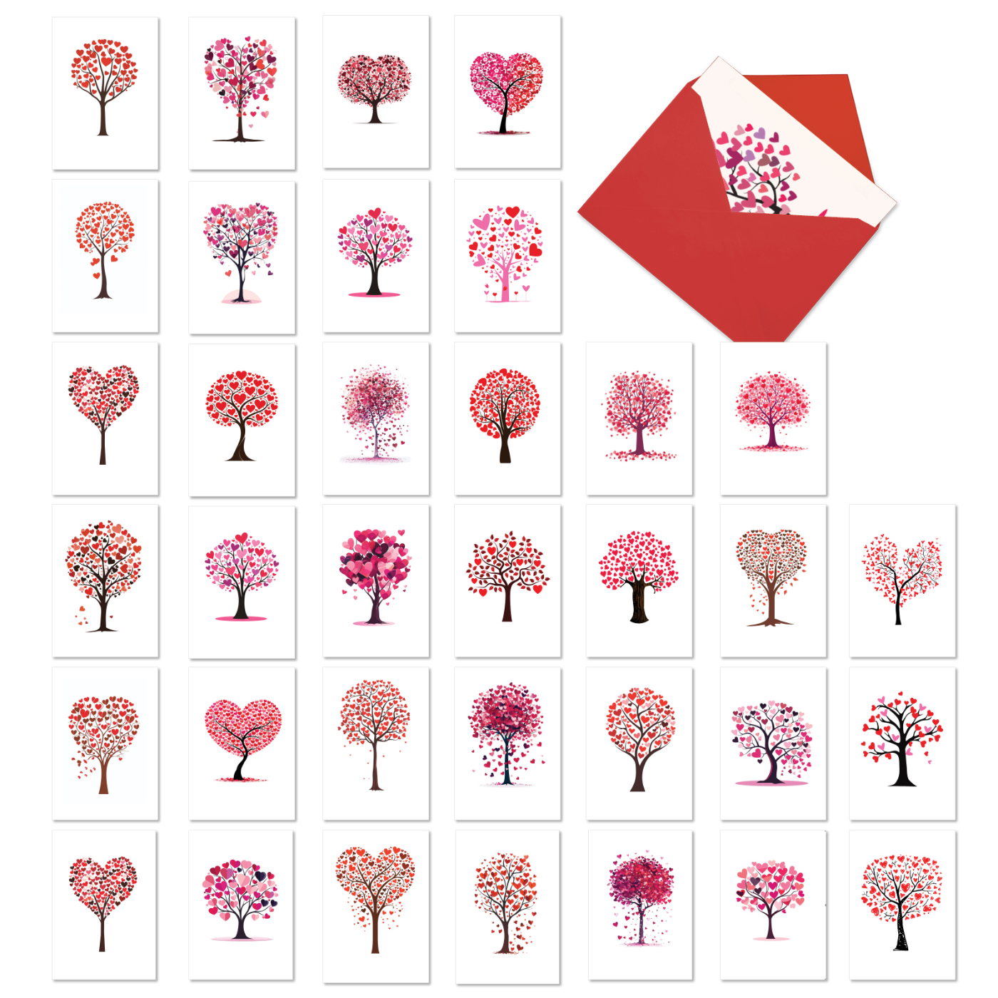 Artful Valentine's Day Paper Card From NobleWorksCards.com - Love Trees