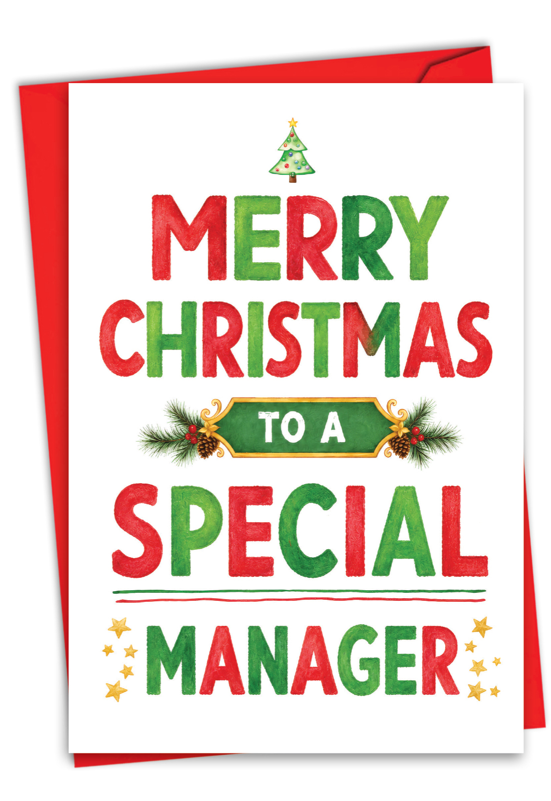 Artful Merry Christmas Printed Card From NobleWorksCards.com - Special Manager Holiday