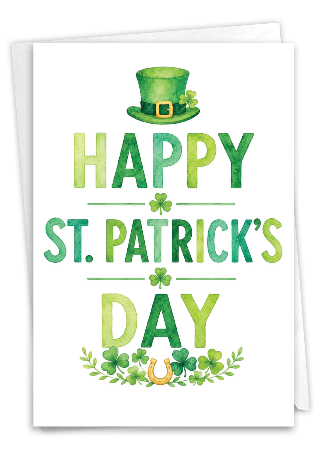 Artful St. Patrick's Day Greeting Card From NobleWorksCards.com - St. Pat's Watercolor Wishes