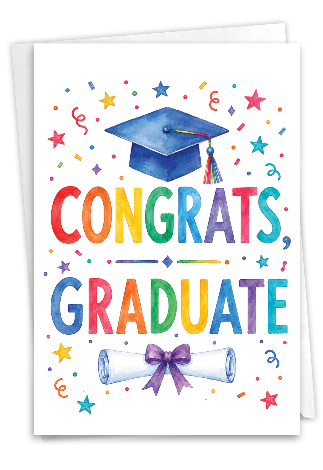 Artistic Graduation Printed Card From NobleWorksCards.com - Grad Watercolor Wishes