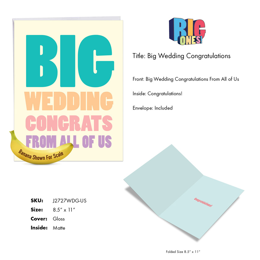 Big Wedding Congratulations Wedding Jumbo Greeting Card