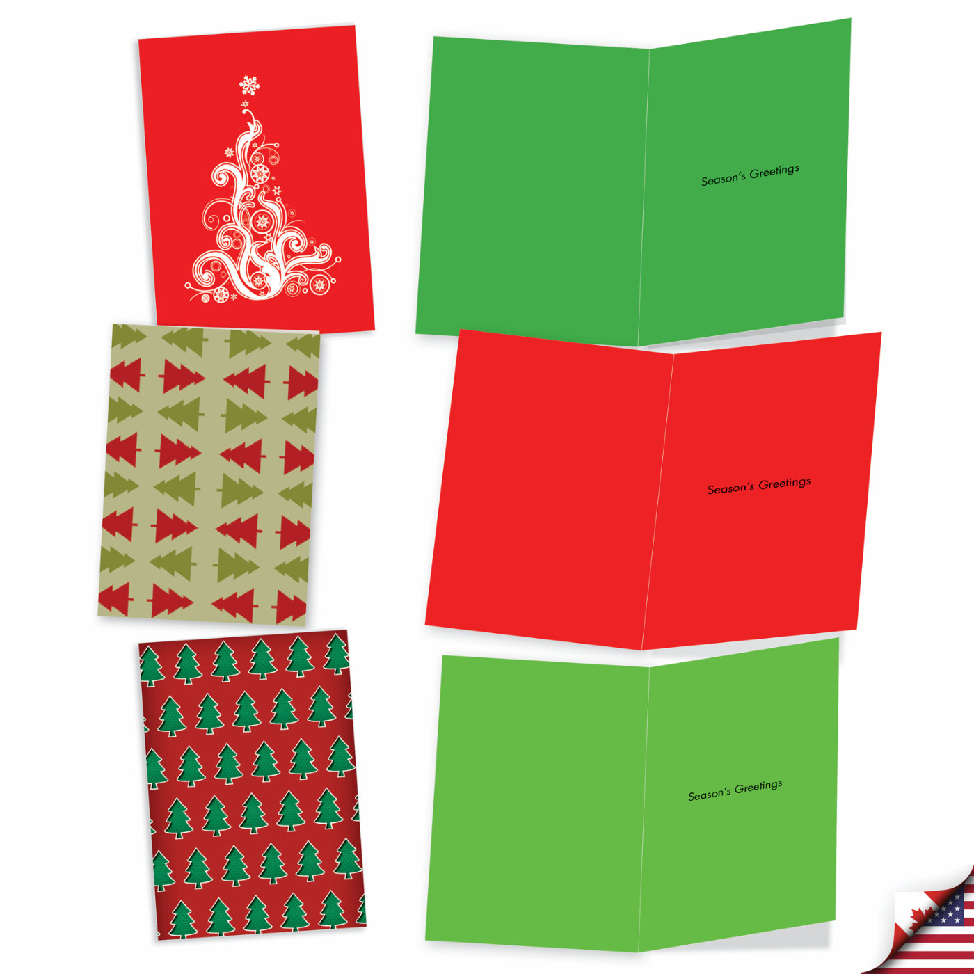 Christmas Tree Graphics: Creative Merry Christmas Mixed Set of 20 Cards