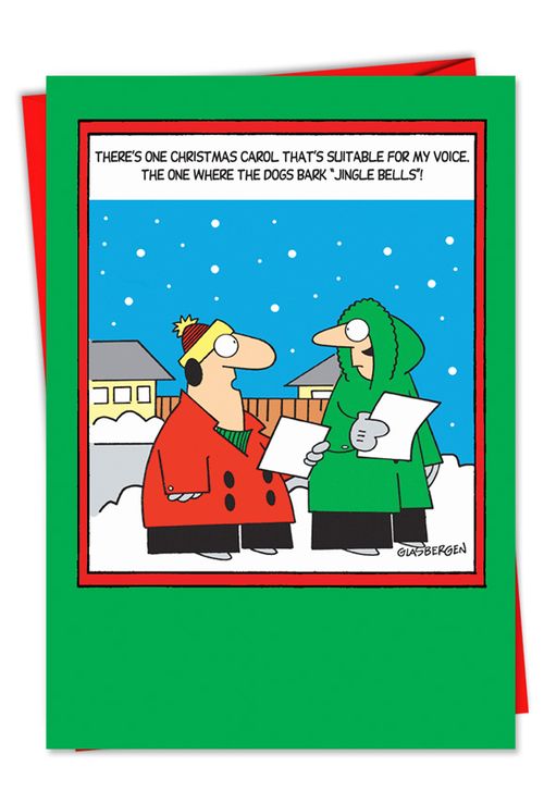 Dogs Bark Jingle Bells Christmas Greeting Card