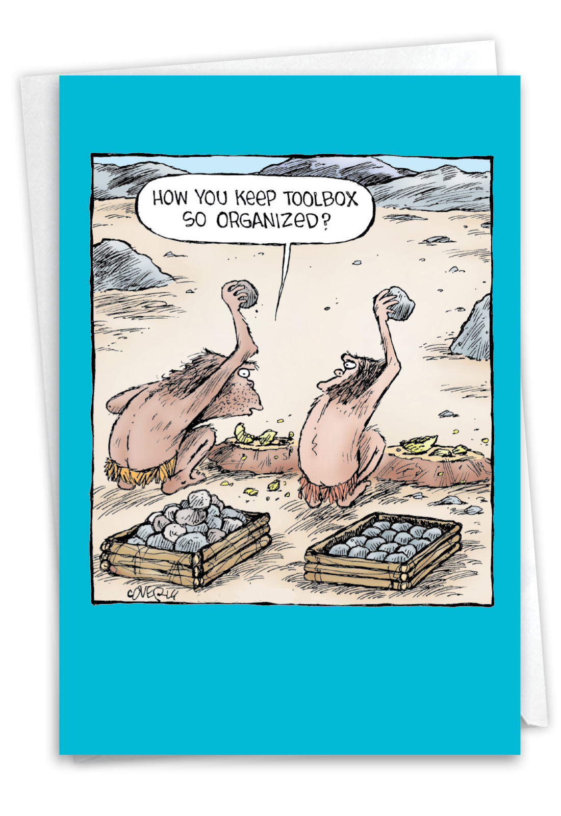 Funny Father's Day Card By Dave Coverly From NobleWorksCards.com - Caveman Toolbox