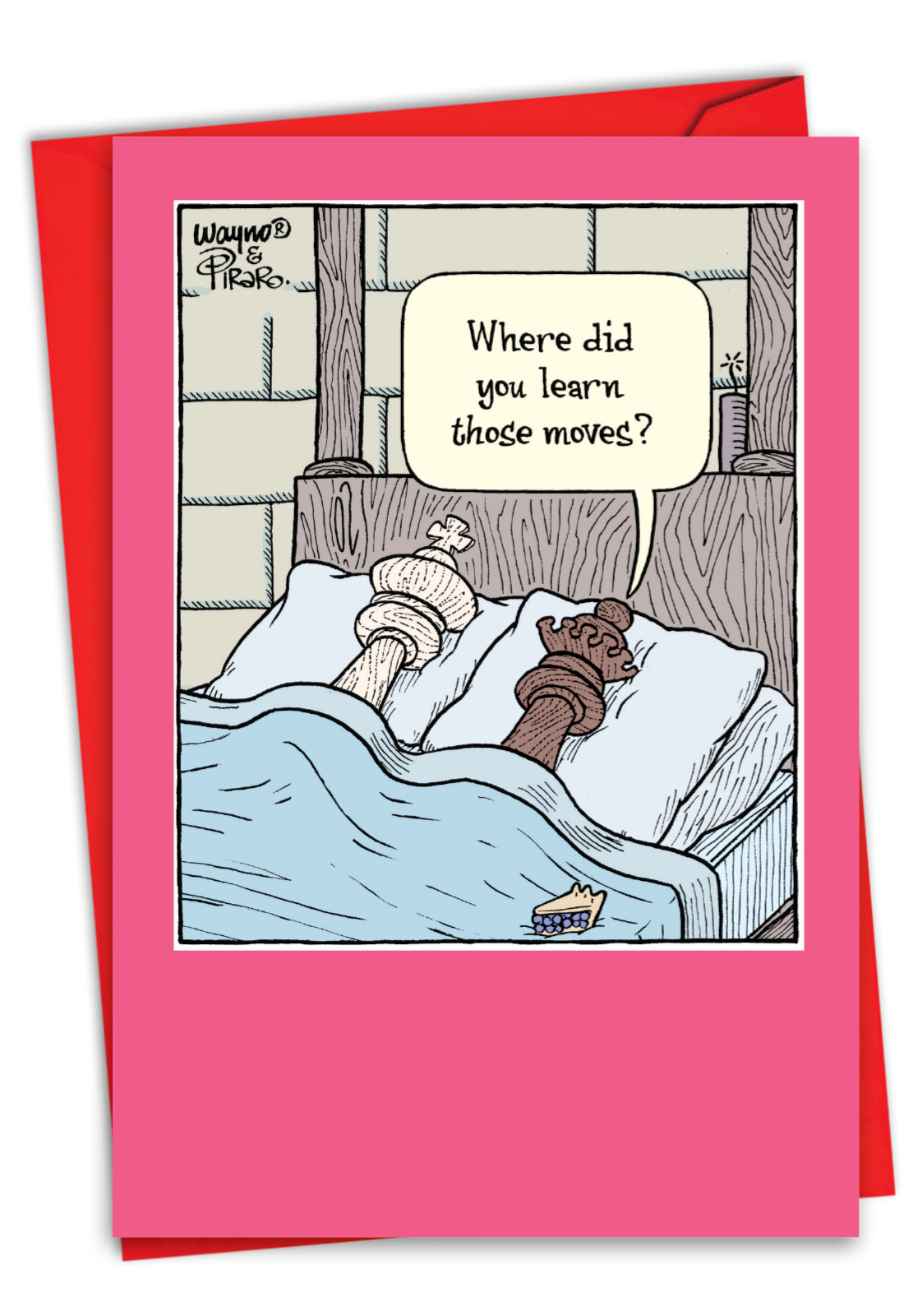 Funny Valentine's Day Paper Greeting Card By Wayne Honath From NobleWorksCards.com - Chess Moves