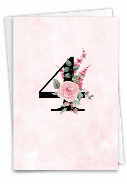 Floral Couple 4 Funny Milestone Anniversary Paper Greeting Card