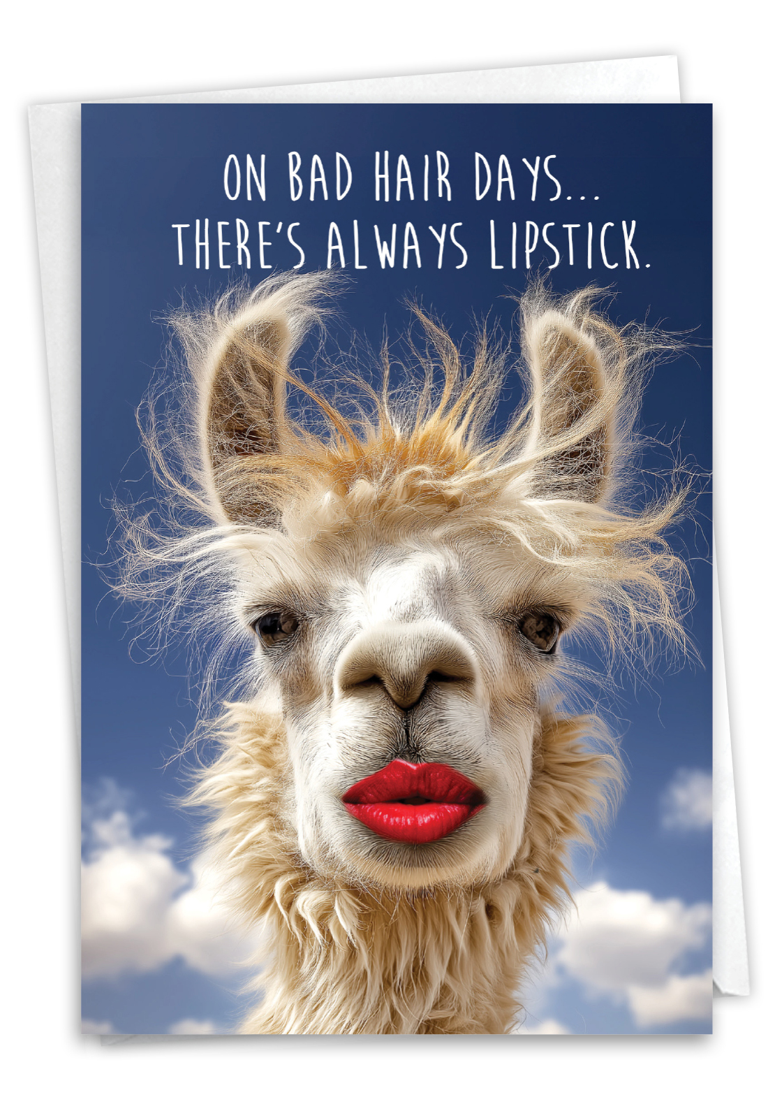 Funny Llama Lipstick Card