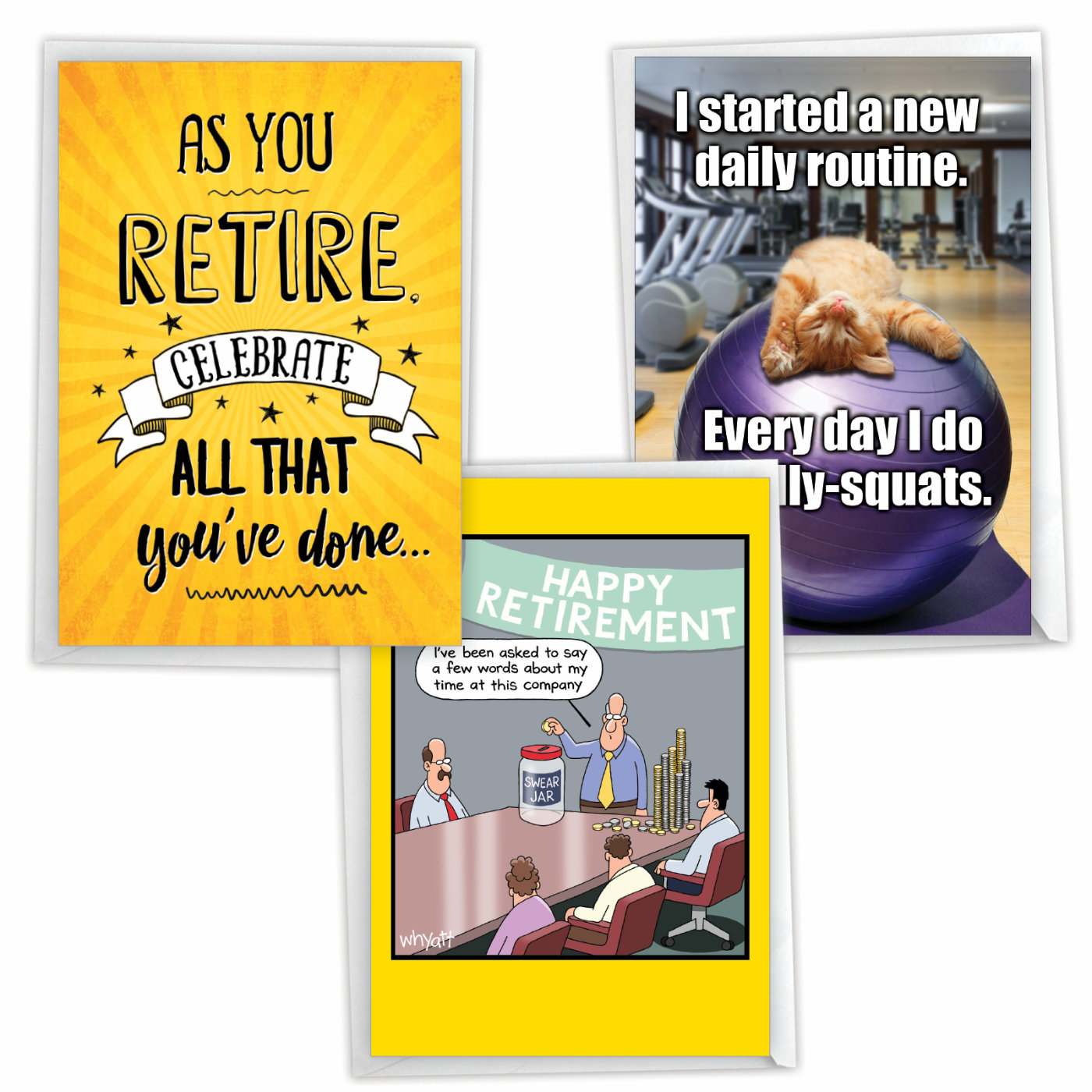 Retirement Smiles Funny Retirement Variety Pack of 3 Cards Cat