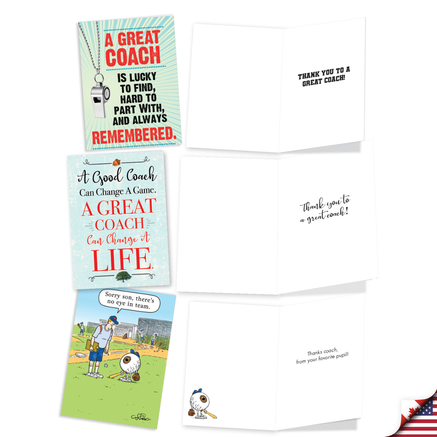 Coach Kudos Funny Thank You Mixed Set of 10 Cards Dogs