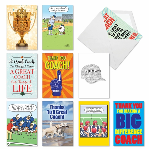 Coach Kudos Hilarious Thank You Mixed Set of 10 Cards