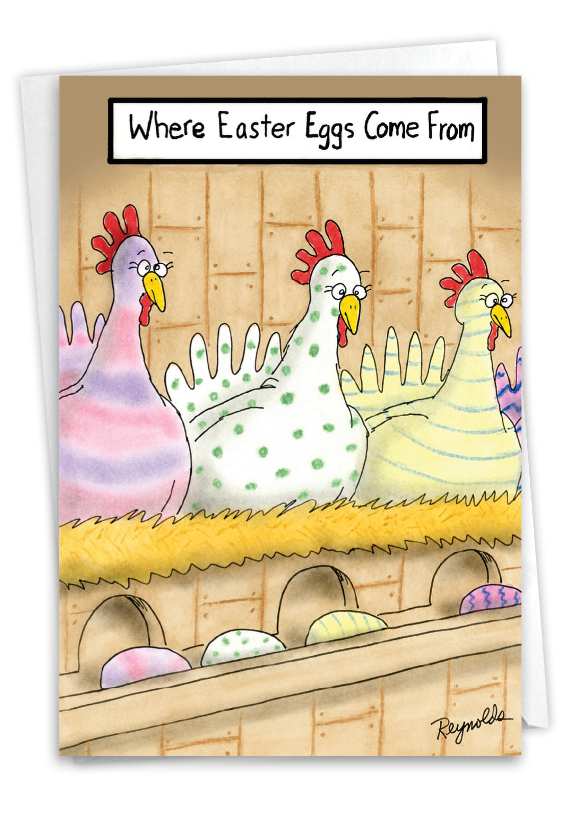 Hilarious Easter Printed Card By Daniel Reynolds From NobleWorksCards.com - Egg Production