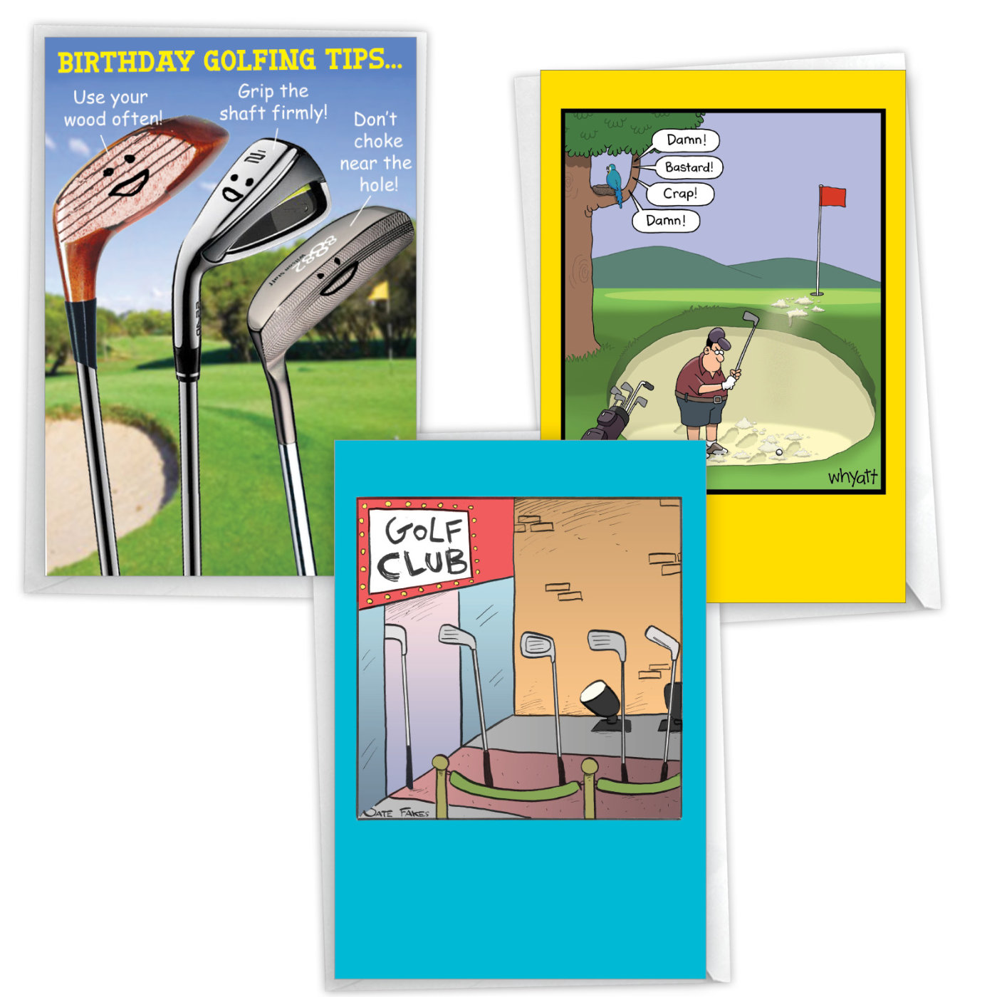Golf Gags Funny Birthday Variety Pack of 3 Cards