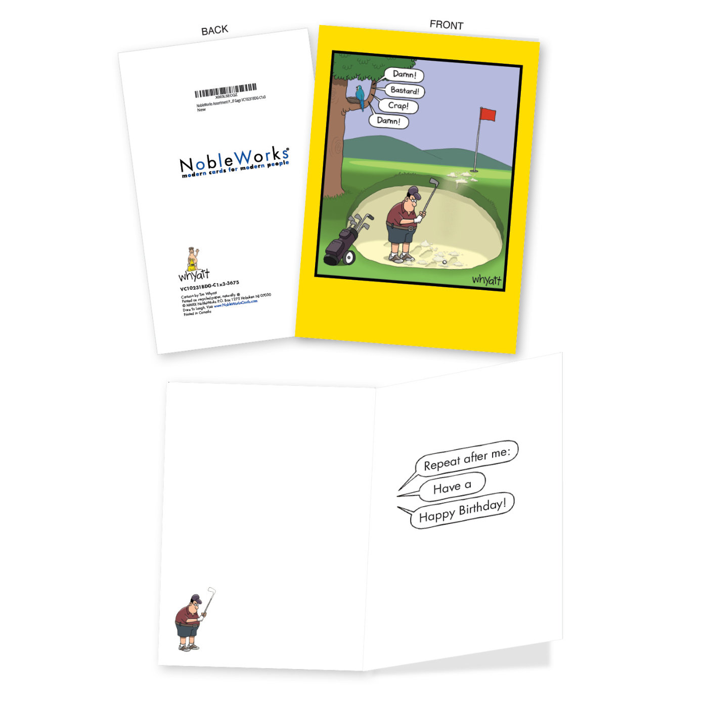 Golf Gags Funny Birthday Variety Pack of 3 Cards