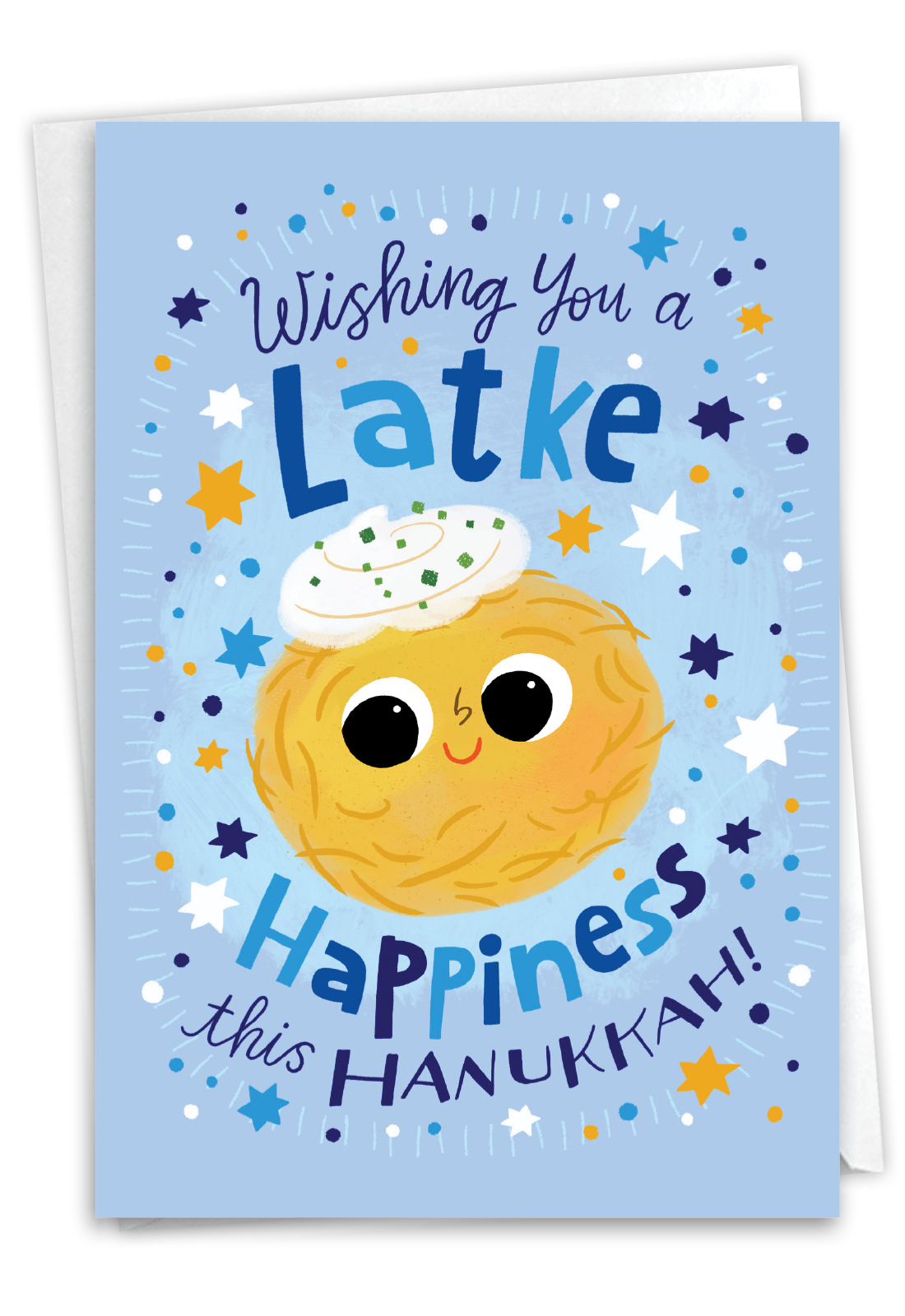 Hilarious Chanukah Printed Card By Cynthia Frenette From NobleWorksCards.com - Latke Happiness
