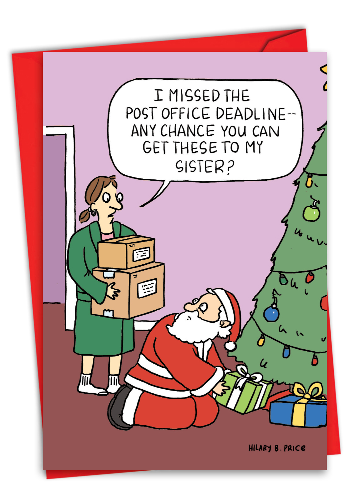 Hilarious Merry Christmas Printed Card By Hilary B. Price From NobleWorksCards.com - Postal Deadline