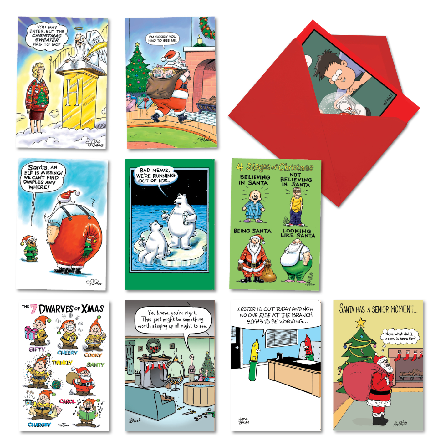 Hilarious Merry Christmas Greeting Card By Daniel Collins From NobleWorksCards.com - Santa's Morning After