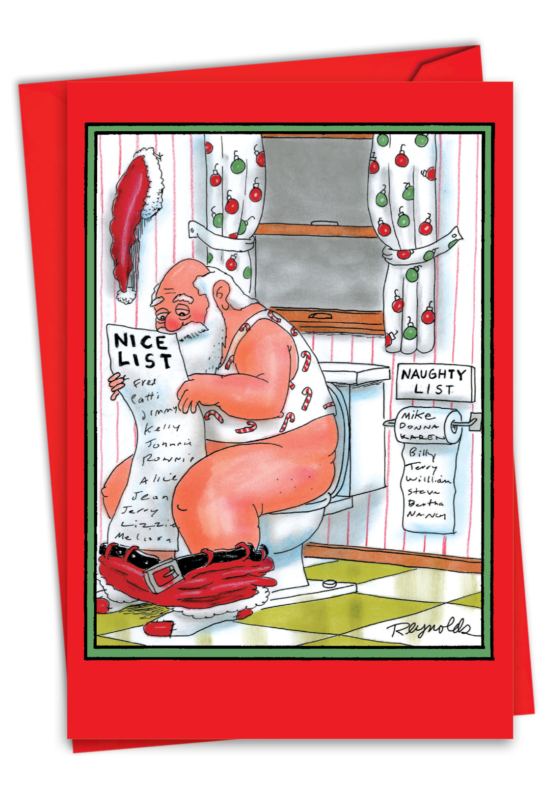 Hilarious Merry Christmas Greeting Card By Daniel Reynolds From NobleWorksCards.com - Toilet Paper List