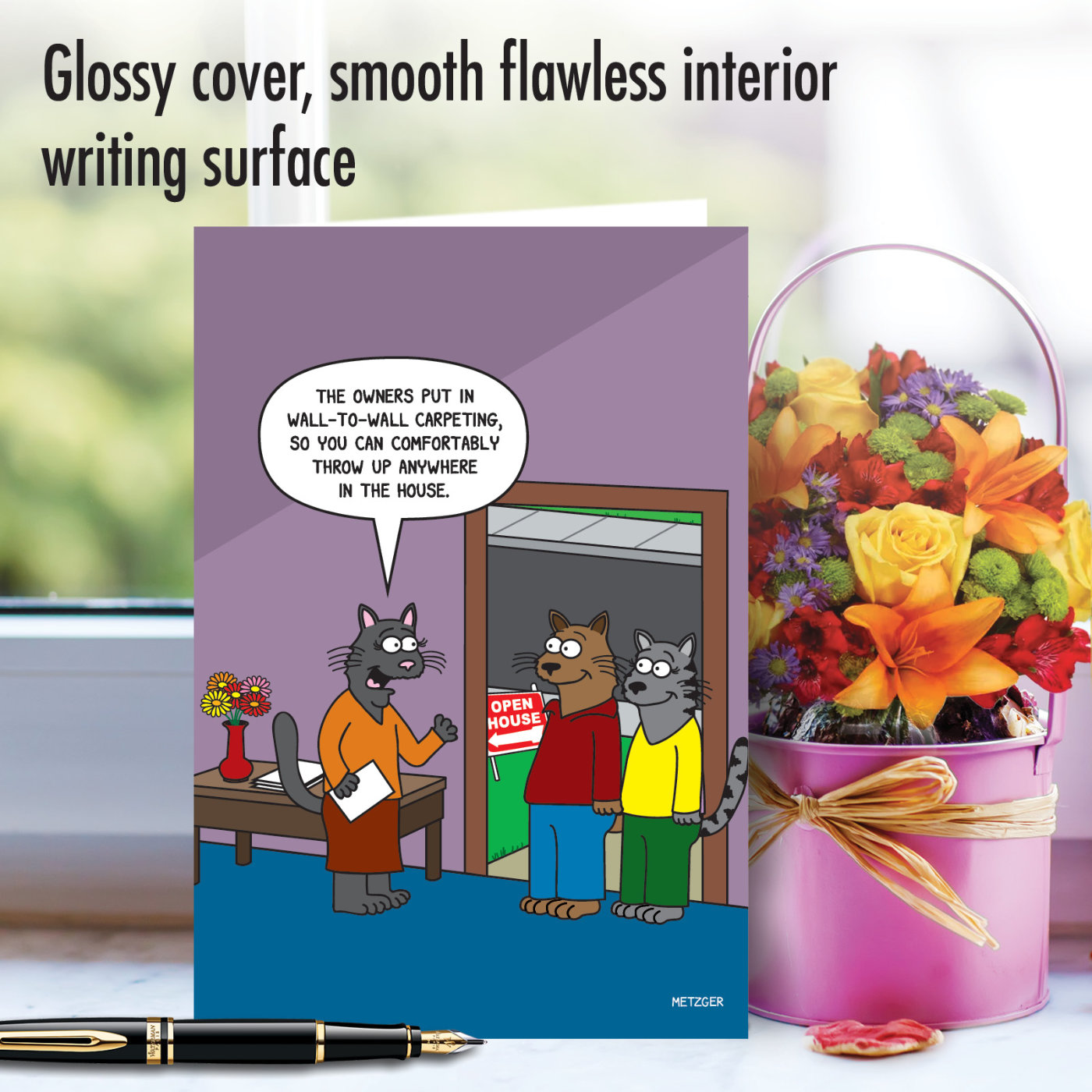 WallToWall Carpeting Funny New Home Greeting Card Cats