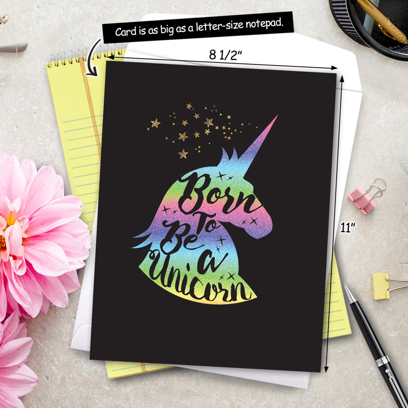 Horns and Unicorns Born To Be Birthday Large Card