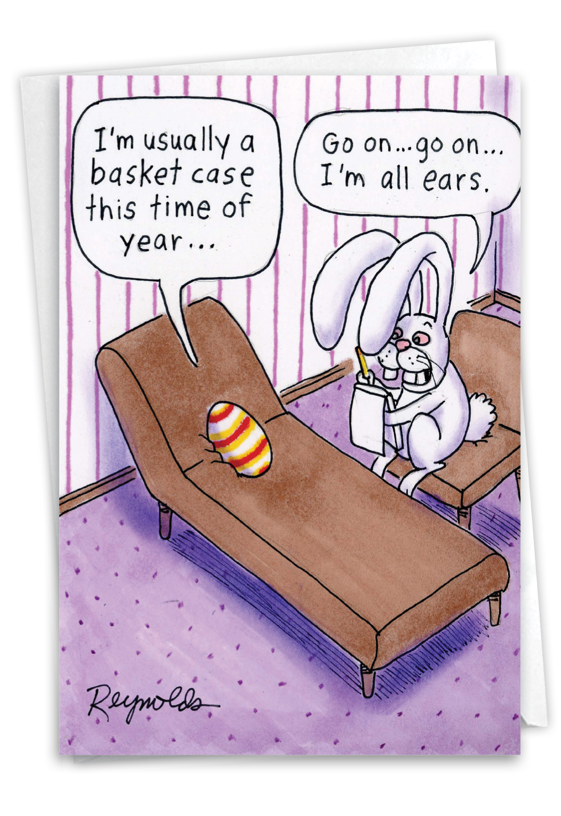 Humorous Easter Paper Greeting Card By Daniel Reynolds From NobleWorksCards.com - Basket Case