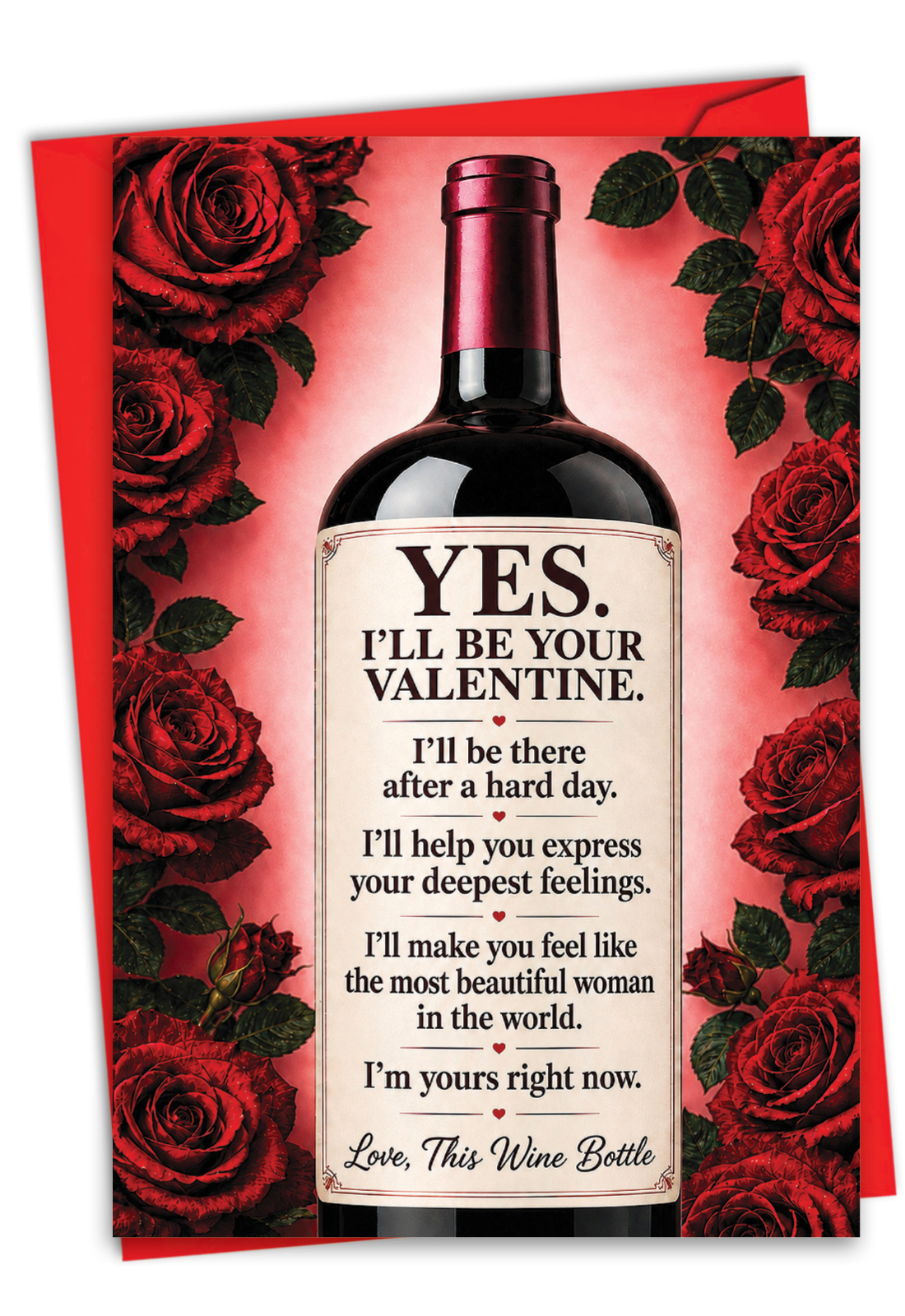 Humorous Valentine's Day Paper Card From NobleWorksCards.com - Bottle Love