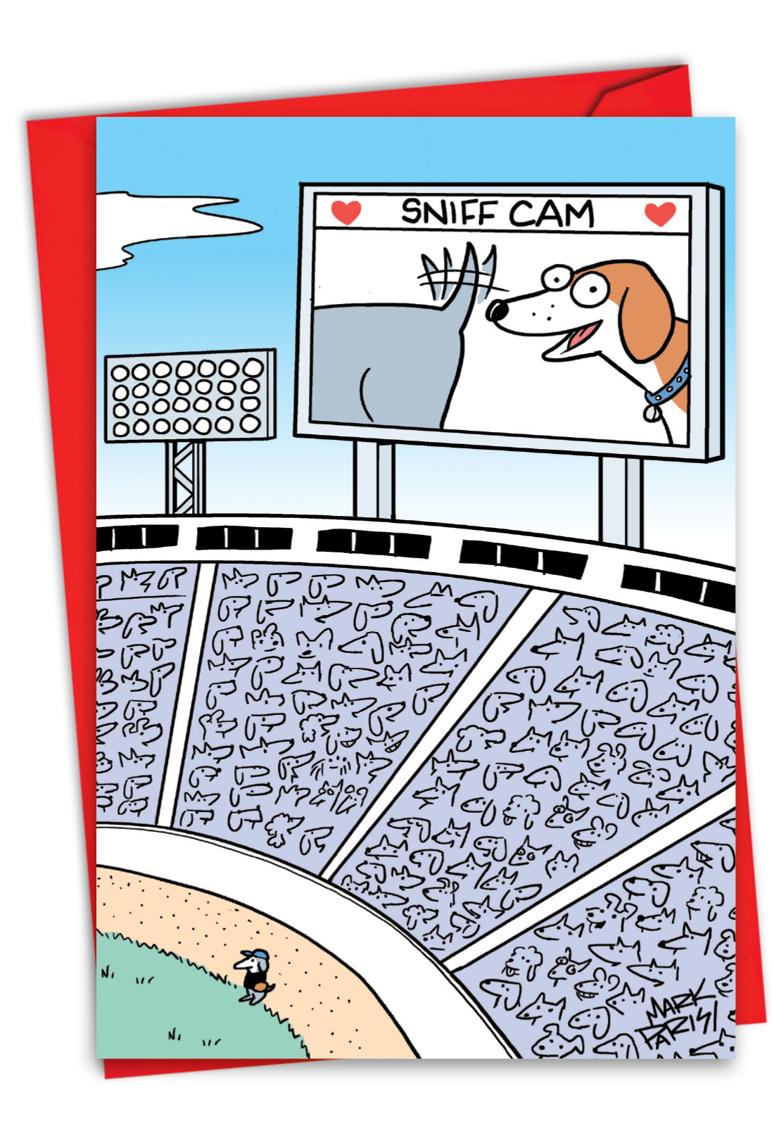Humorous Valentine's Day Paper Card By Mark Parisi From NobleWorksCards.com - Dog Sniff Cam