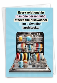 Humorous Stacking The Dishwasher Card