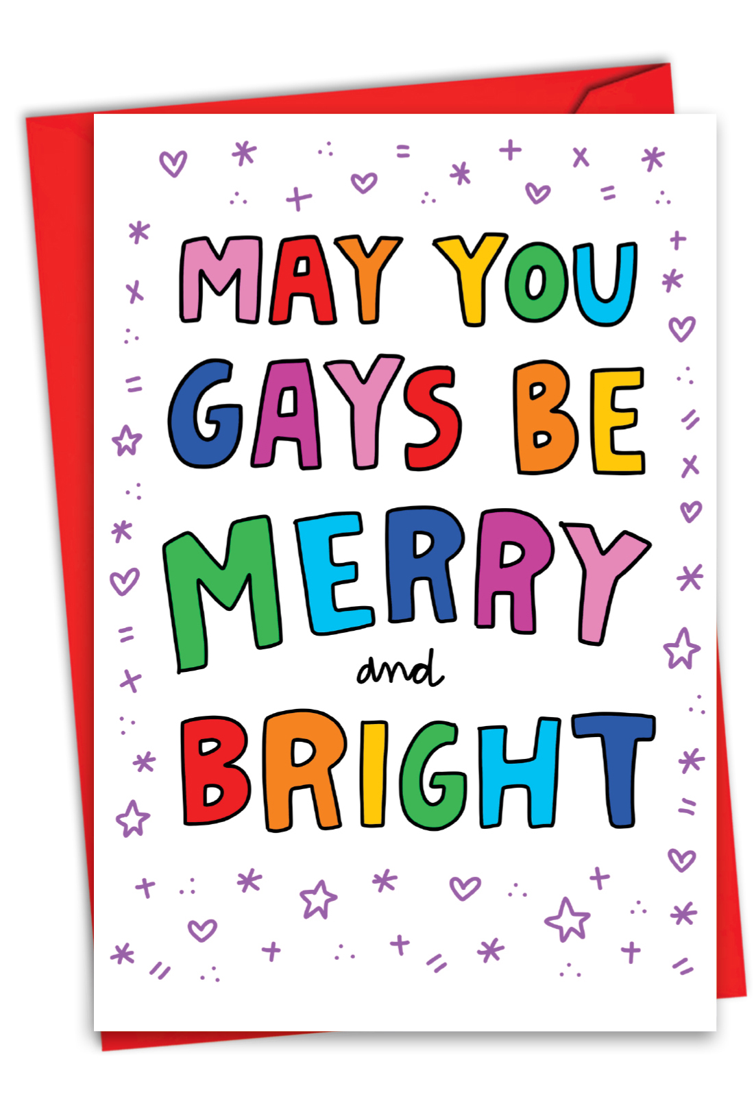 Hysterical Merry Christmas Printed Greeting Card By Angela Chick From NobleWorksCards.com - Gays Be Merry