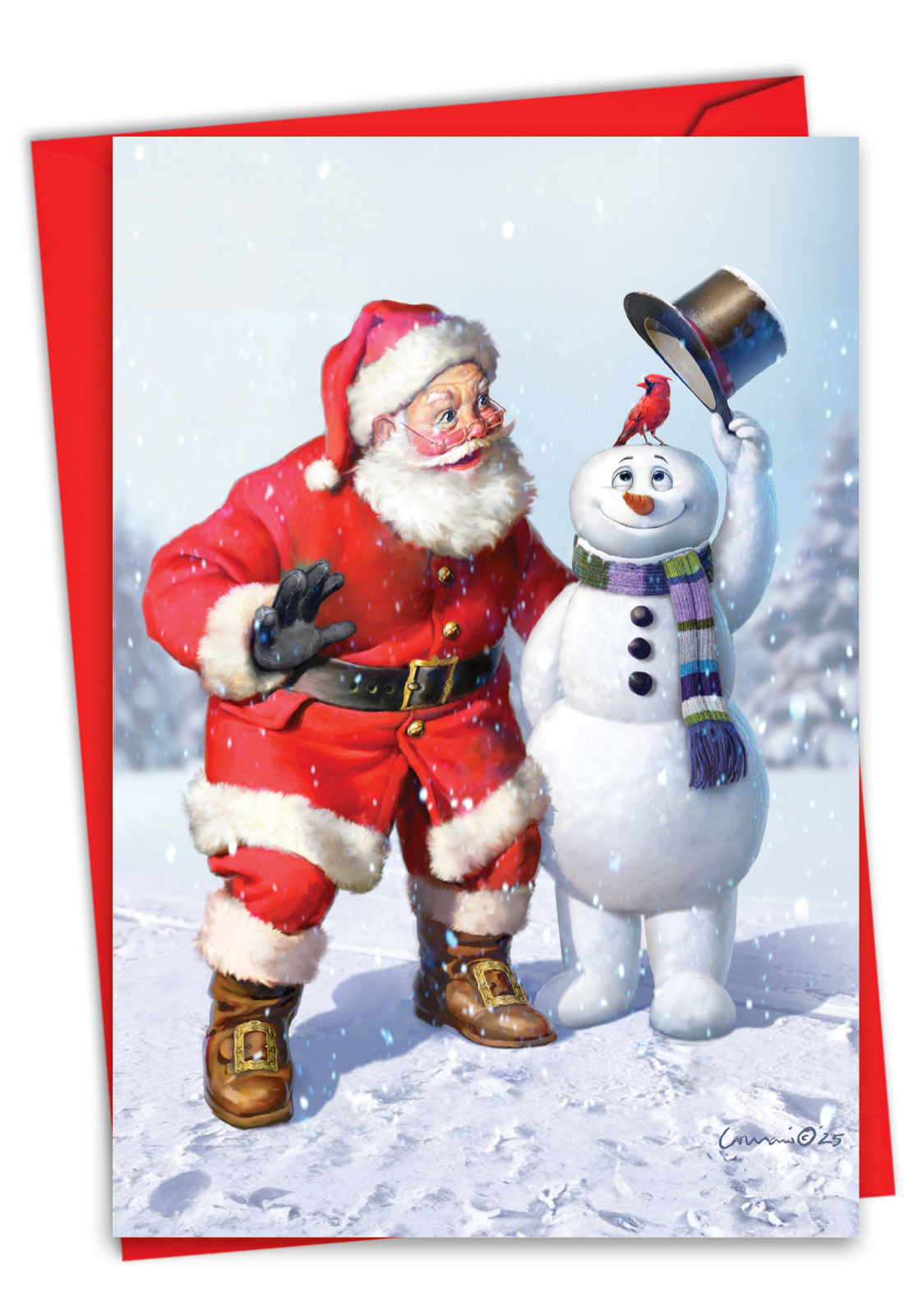 Hysterical Merry Christmas Greeting Card By Chris Consani From NobleWorksCards.com - Snowman and Bird
