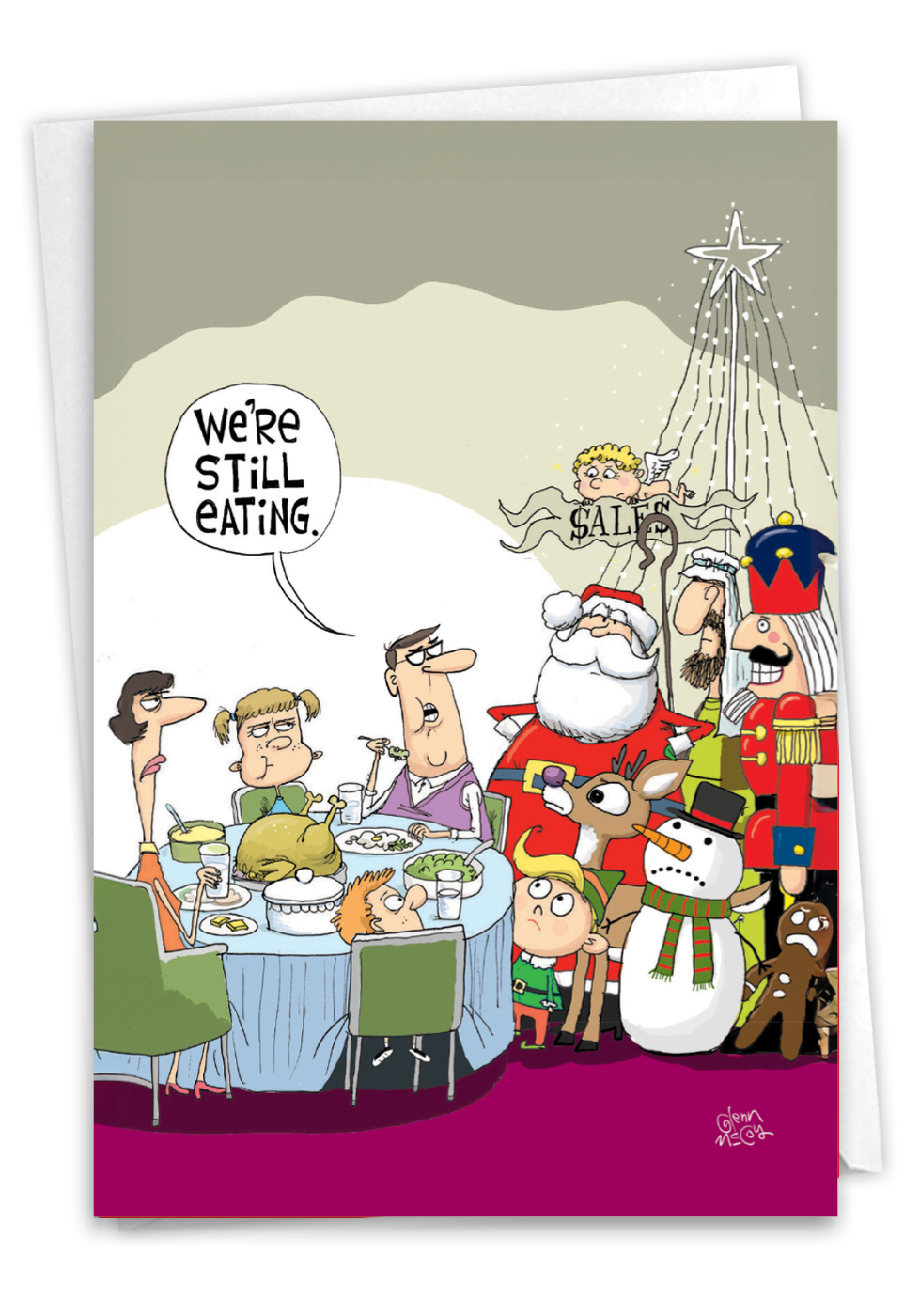 Hysterical Thanksgiving Printed Greeting Card By Glenn McCoy From NobleWorksCards.com - Still Eating