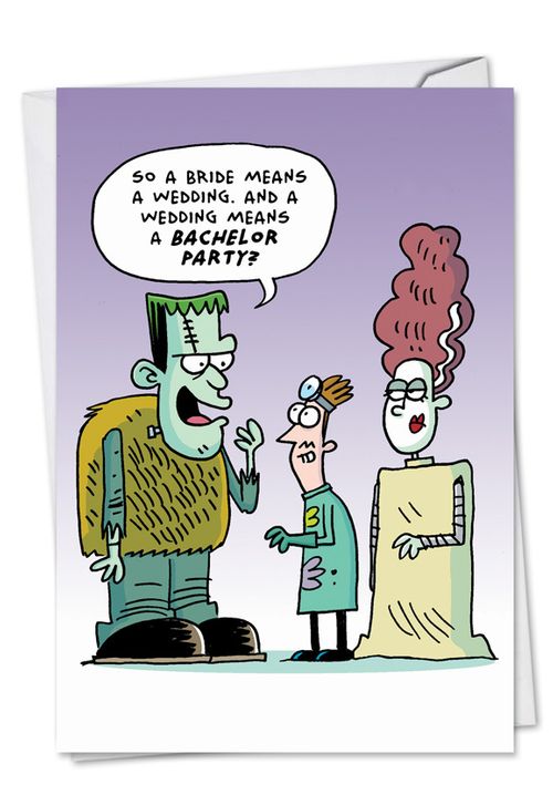 Funny Engagement Printed Greeting Card by Scott Nickel from NobleWorksCards.com - Monster Engagement