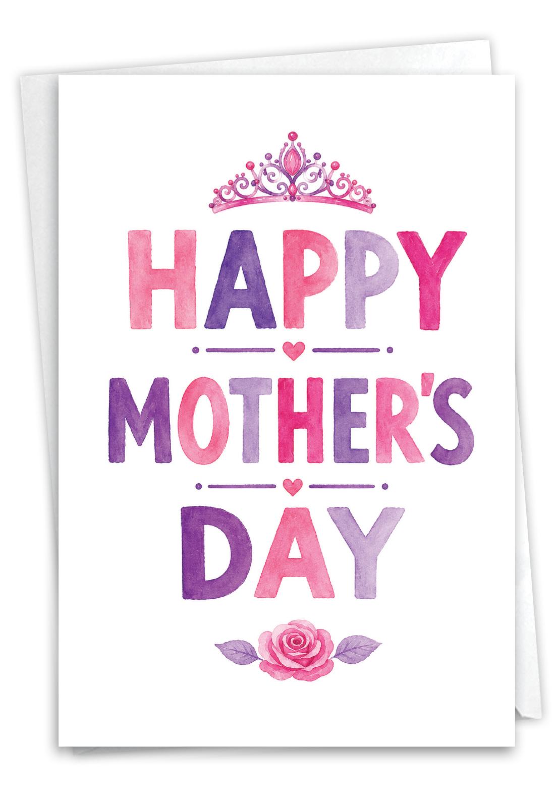 Stylish Mother's Day Paper Greeting Card From NobleWorksCards.com - Mom Watercolor Wishes