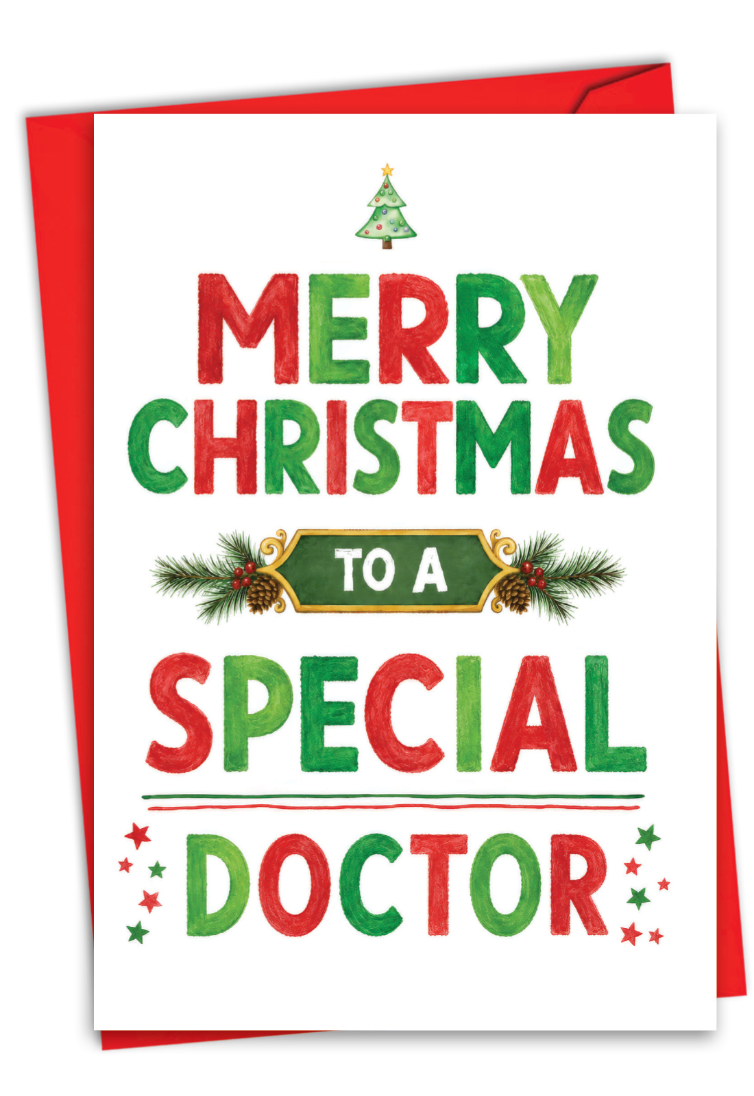 Stylish Merry Christmas Greeting Card From NobleWorksCards.com - Special Doctor Holiday