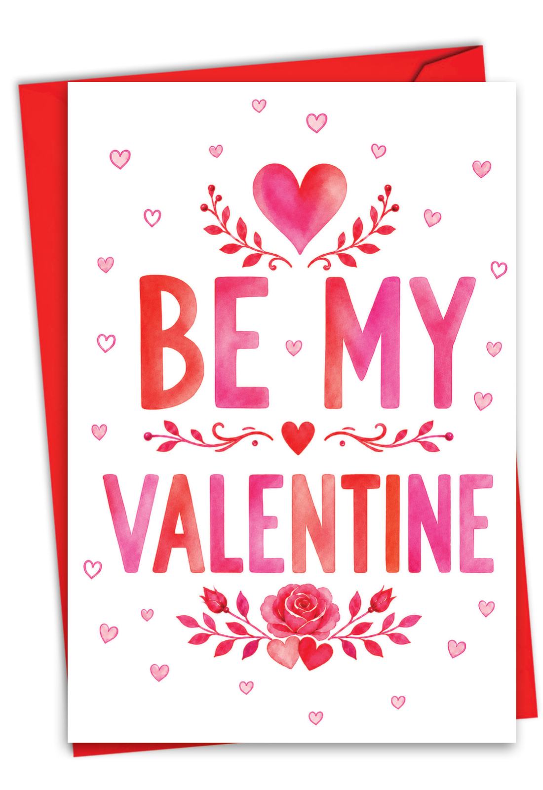 Stylish Valentine's Day Printed Greeting Card From NobleWorksCards.com - Valentine Watercolor Wishes