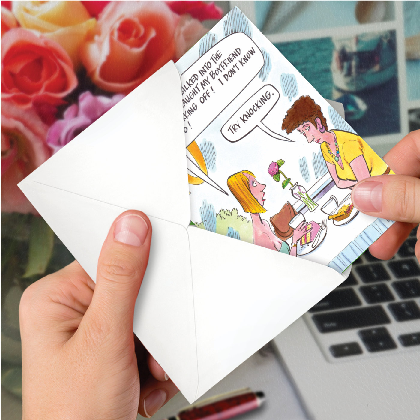 Try Knocking Funny Blank Greeting Card