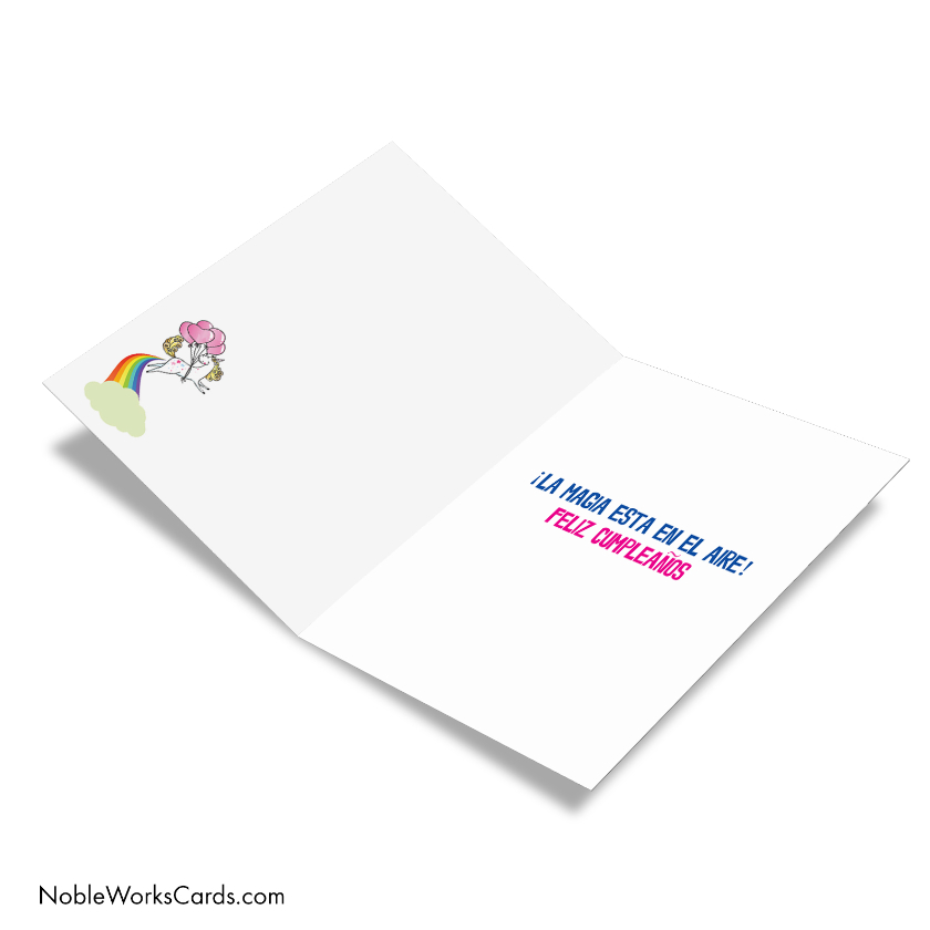 Unicorns and Rainbows Spanish Birthday Greeting Card